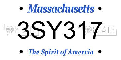 3SY317 Massachusetts License Plate
