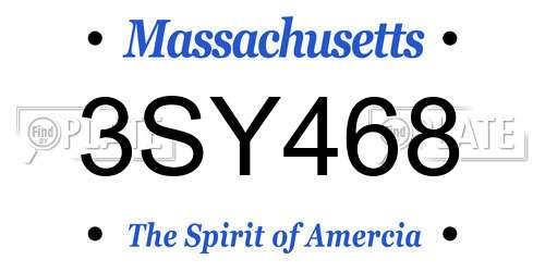 3SY468 Massachusetts License Plate