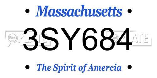 3SY684 Massachusetts License Plate