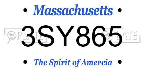 3SY865 Massachusetts License Plate