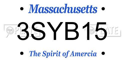 3SYB15 Massachusetts License Plate