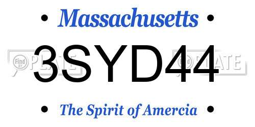 3SYD44 Massachusetts License Plate