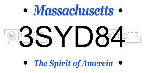 3SYD84 Massachusetts License Plate