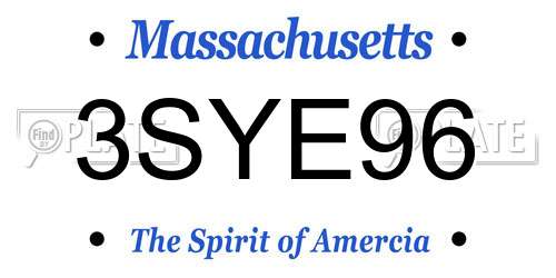 3SYE96 Massachusetts License Plate
