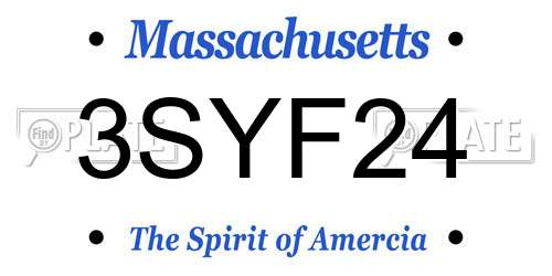 3SYF24 Massachusetts License Plate