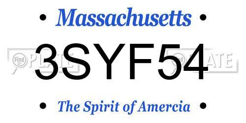 3SYF54 Massachusetts License Plate