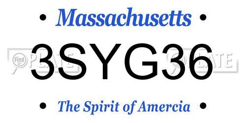 3SYG36 Massachusetts License Plate