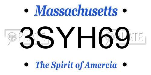 3SYH69 Massachusetts License Plate