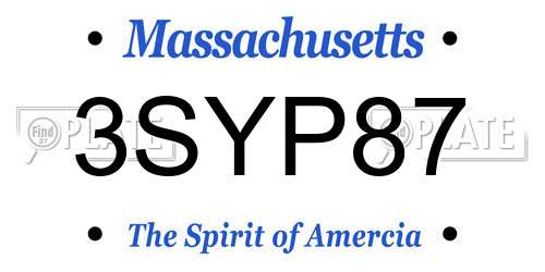 3SYP87 Massachusetts License Plate