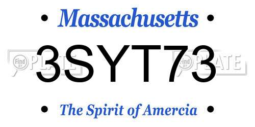 3SYT73 Massachusetts License Plate