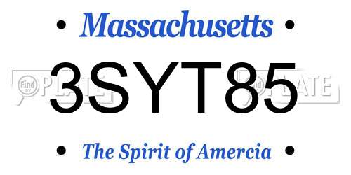 3SYT85 Massachusetts License Plate