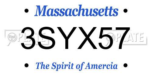 3SYX57 Massachusetts License Plate