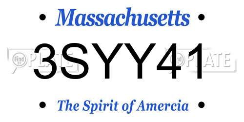 3SYY41 Massachusetts License Plate