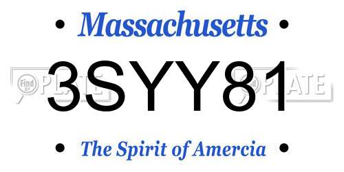 3SYY81 Massachusetts License Plate