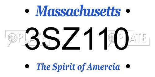 3SZ110 Massachusetts License Plate