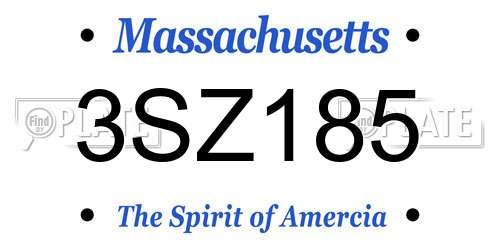 3SZ185 Massachusetts License Plate