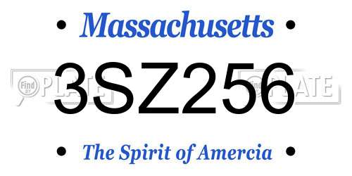 3SZ256 Massachusetts License Plate