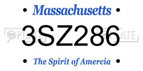 3SZ286 Massachusetts License Plate