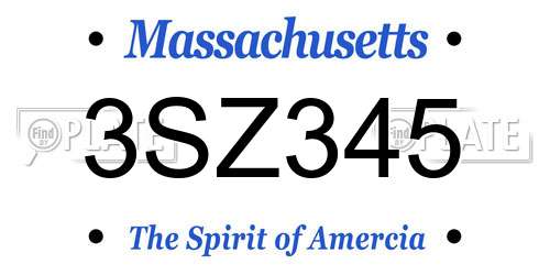 3SZ345 Massachusetts License Plate