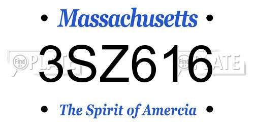 3SZ616 Massachusetts License Plate