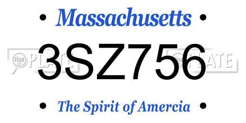 3SZ756 Massachusetts License Plate