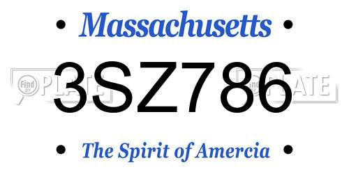 3SZ786 Massachusetts License Plate