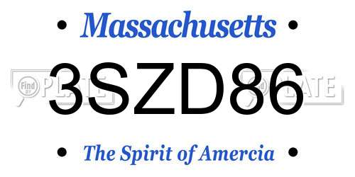 3SZD86 Massachusetts License Plate