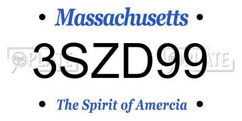 3SZD99 Massachusetts License Plate