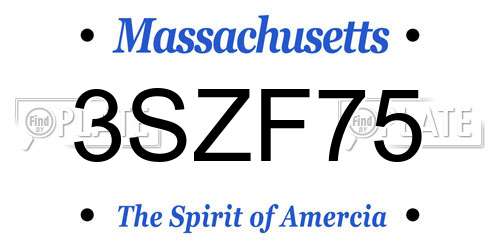 3SZF75 Massachusetts License Plate
