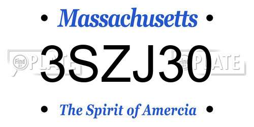 3SZJ30 Massachusetts License Plate