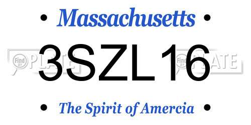 3SZL16 Massachusetts License Plate