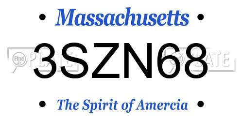 3SZN68 Massachusetts License Plate