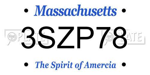 3SZP78 Massachusetts License Plate