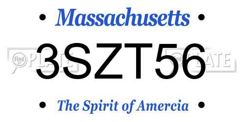 3SZT56 Massachusetts License Plate