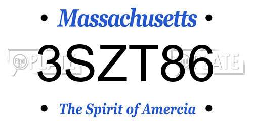 3SZT86 Massachusetts License Plate