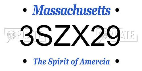 3SZX29 Massachusetts License Plate