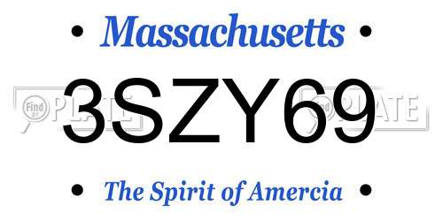 3SZY69 Massachusetts License Plate
