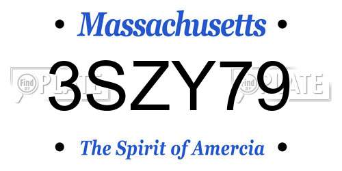 3SZY79 Massachusetts License Plate