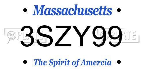 3SZY99 Massachusetts License Plate