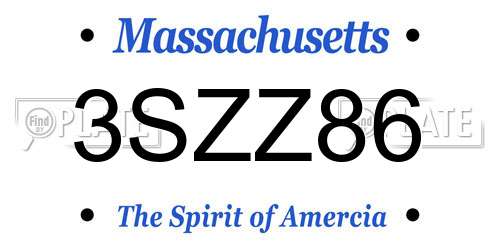 3SZZ86 Massachusetts License Plate