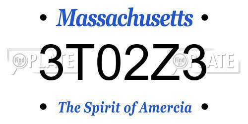 3T02Z3 Massachusetts License Plate