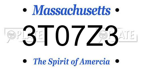 3T07Z3 Massachusetts License Plate
