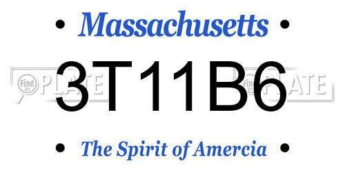 3T11B6 Massachusetts License Plate