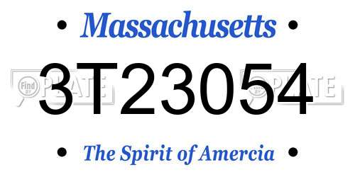 3T23054 Massachusetts License Plate