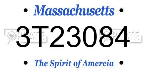 3T23084 Massachusetts License Plate