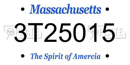 3T25015 Massachusetts License Plate