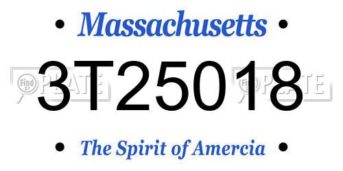3T25018 Massachusetts License Plate