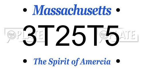 3T25T5 Massachusetts License Plate