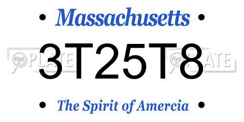 3T25T8 Massachusetts License Plate