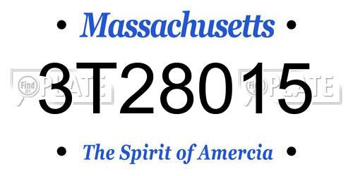 3T28015 Massachusetts License Plate